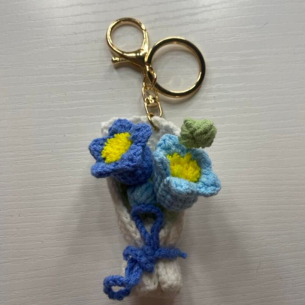 Handmade crocheted keychain bouquet